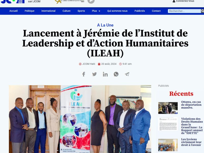 Article lancement ILEAH