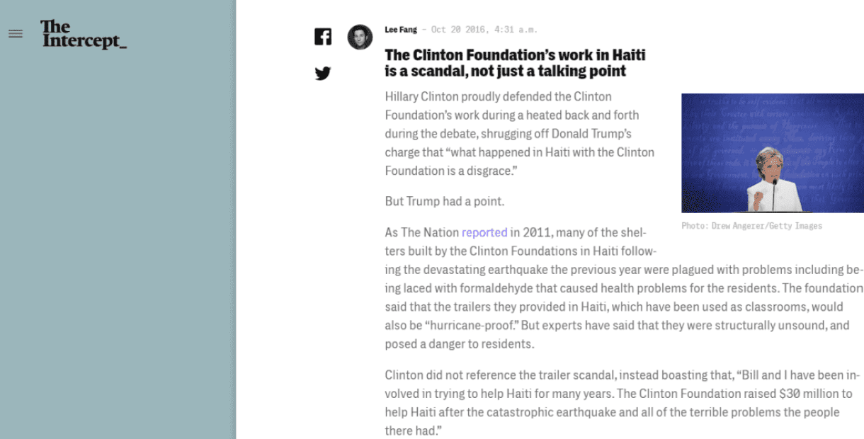 The intercept : Corruption clinton Haïti