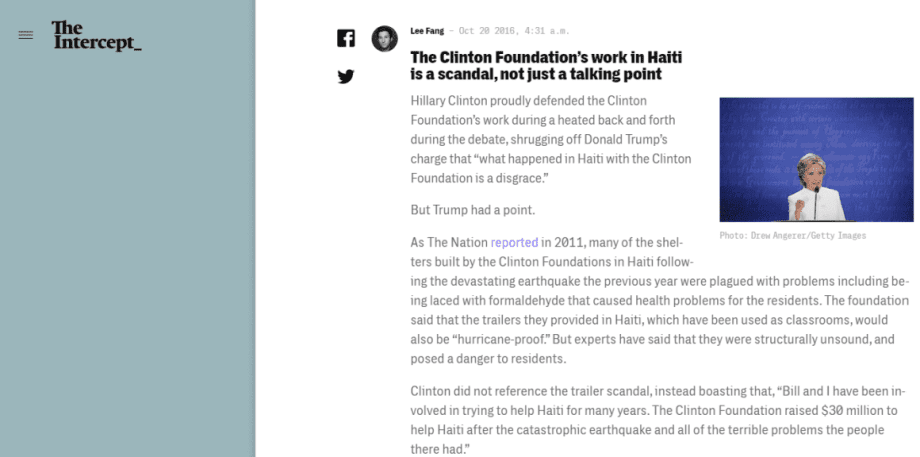 The intercept : Corruption clinton Haïti