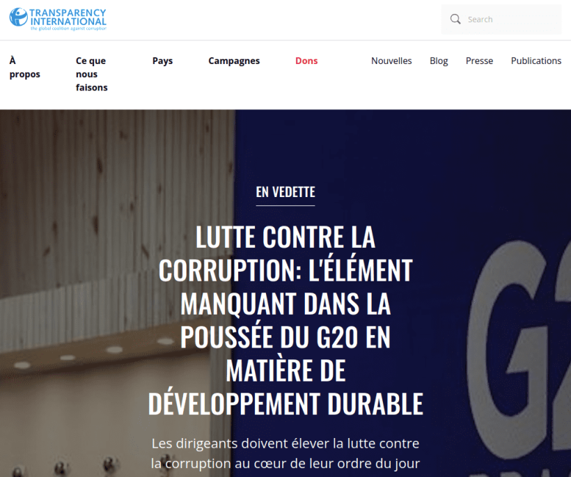 Transparency international : lutte corruption