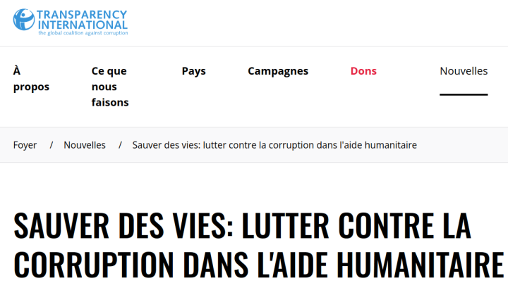Transparency international : Sauver des vies en luttant contre la corruption