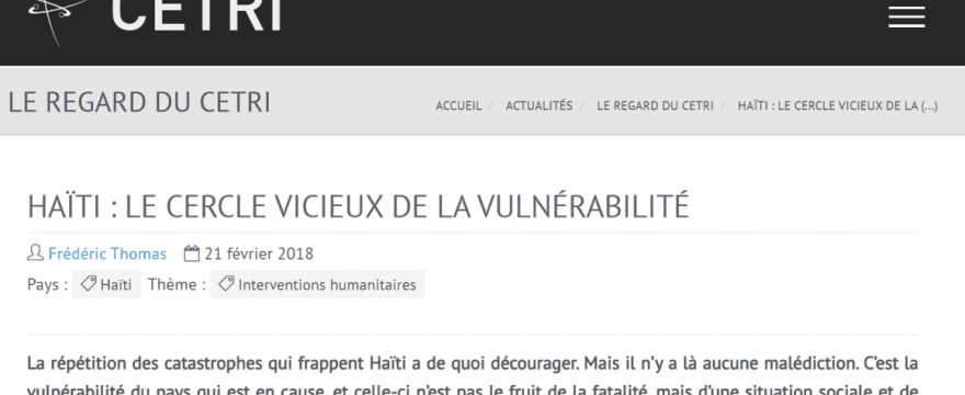 Cetri - Haïti le cercle vicieux de la vulnérabilité