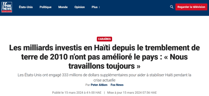 Fox News : corruption USA Haïti