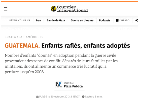 Courrier international - Guatemala trafic d'enfants