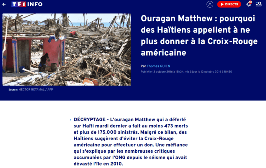 TF1info : scandale croix-rouge Haïti