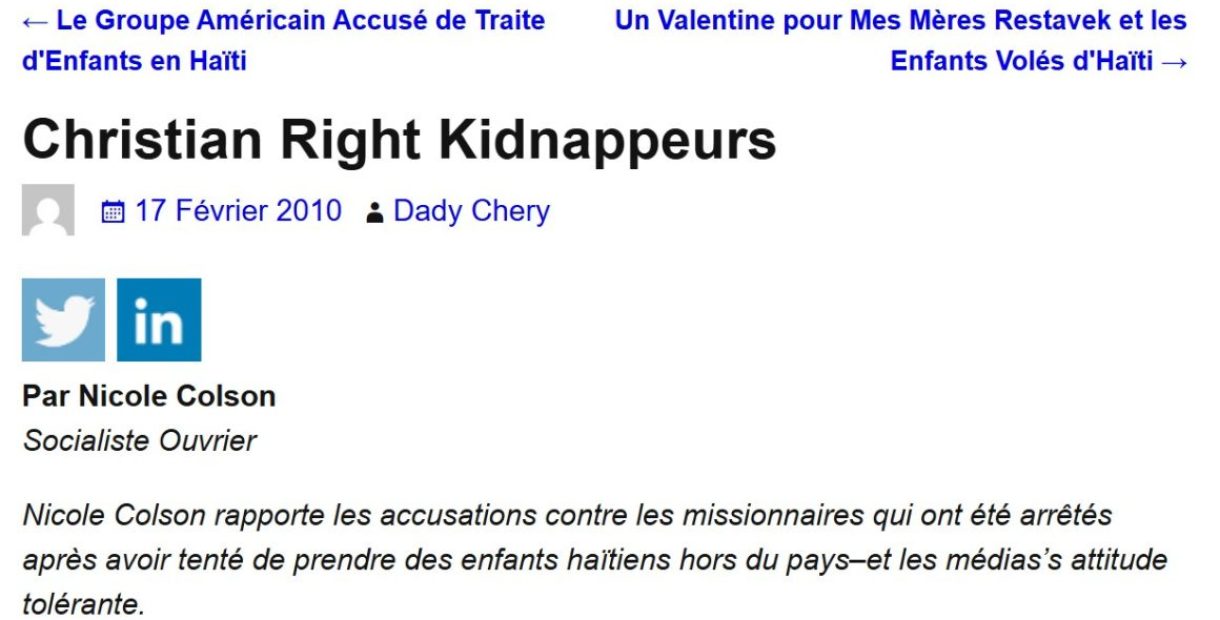 Dady Chery - Christian Right Kidnappers in Haiti