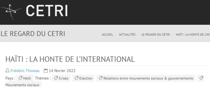 CETRI - Haïti honte de l'international
