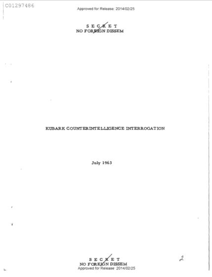 KUBARK COUNTERINTELLIGENCE INTERROGATION