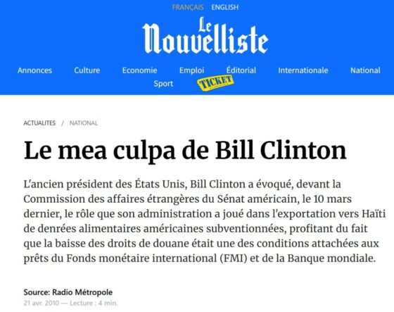 Le mea culpa de Bill Clinton