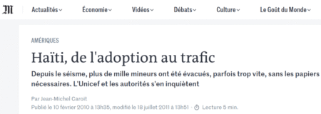 Le monde - Haïti, de l'adoption au trafic