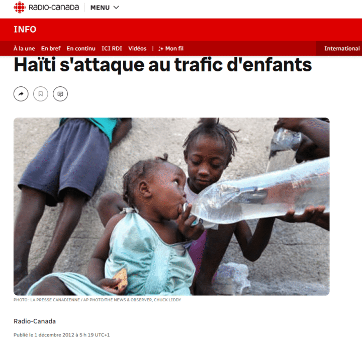 Radio Canada - Haiti s'attaque au trafic d'enfants