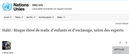 Nations unies : Haïti trafic enfants