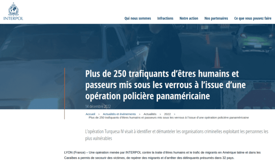 INTERPOL : Trafic humain