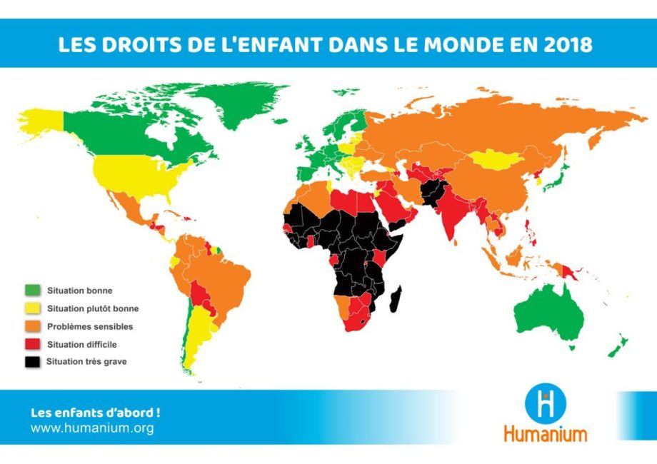 Carte monde situation droits de l'enfant