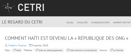 Cetri - Comment Haïti est devenu la « république des ONG »