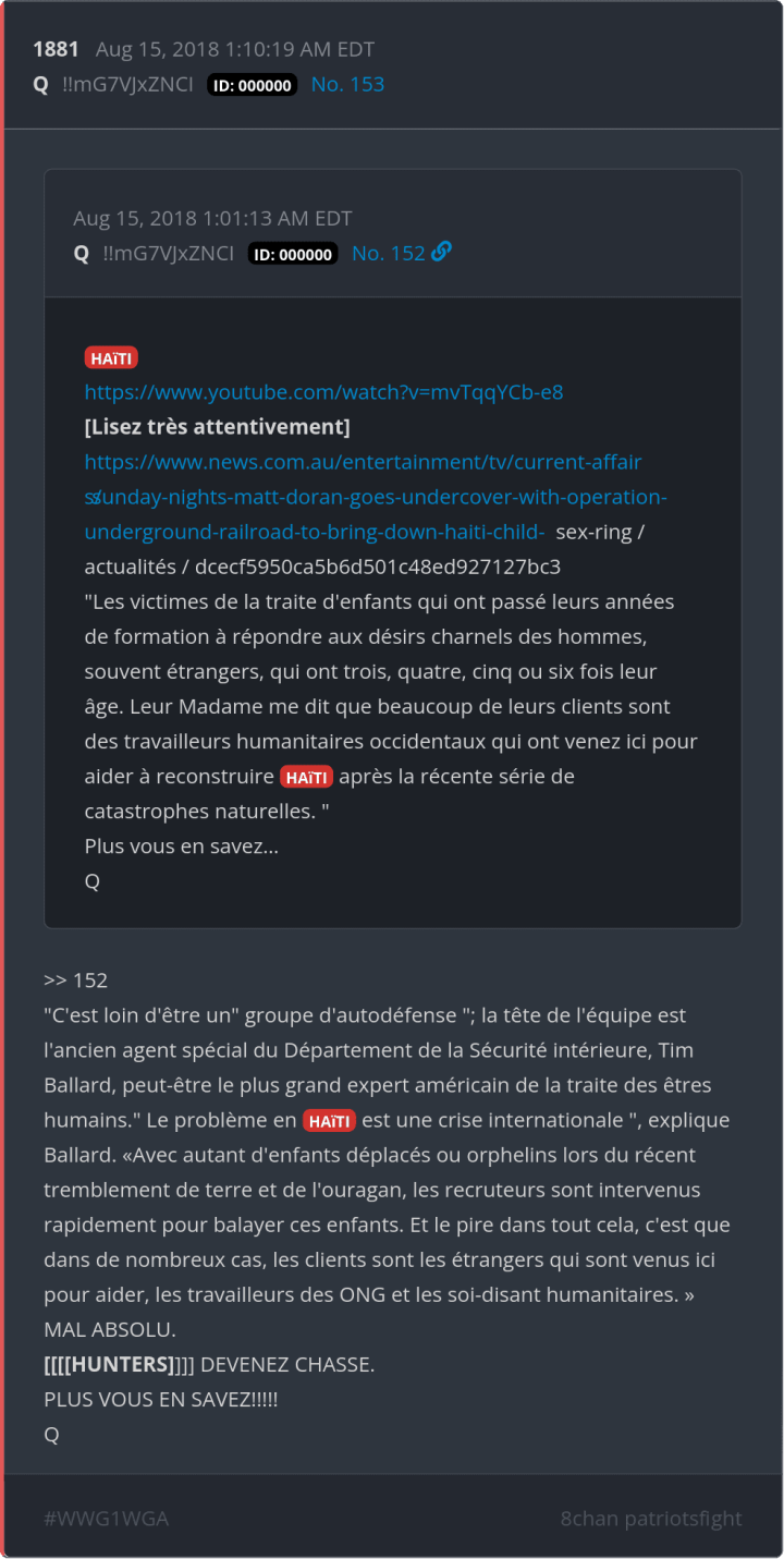Q Post 1881 : trafic enfants Haïti