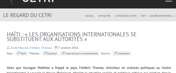 CETRI - OI en Haïti substitution aux autorités